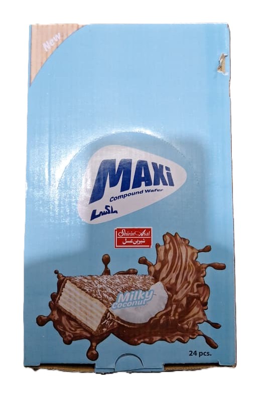 ویفر مکسی شیر نارگیل شیرین عسل - 30 گرم بسته 24 عددی