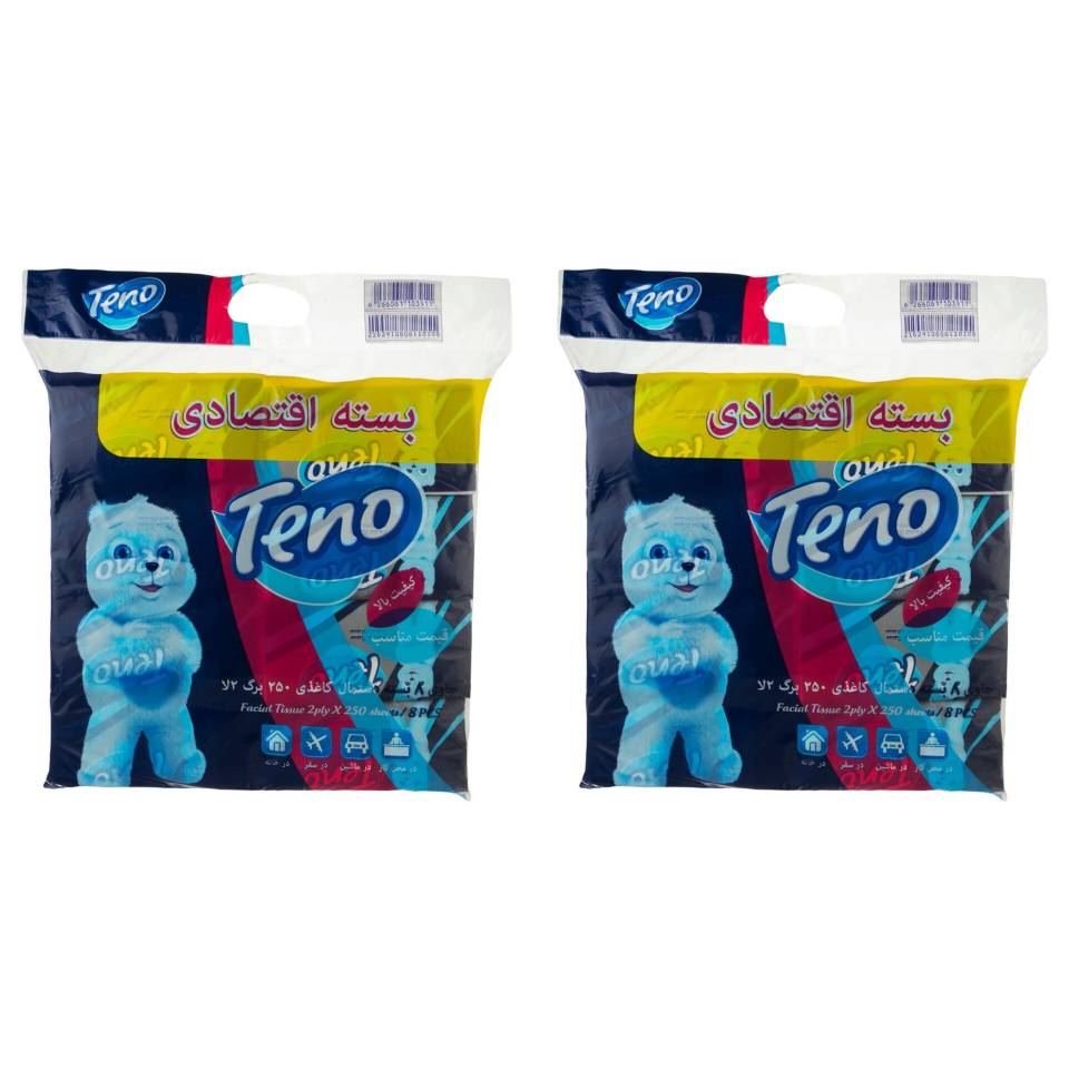دستمال کاغذی اقتصادی تنو 250 برگ بسته 8 عددی