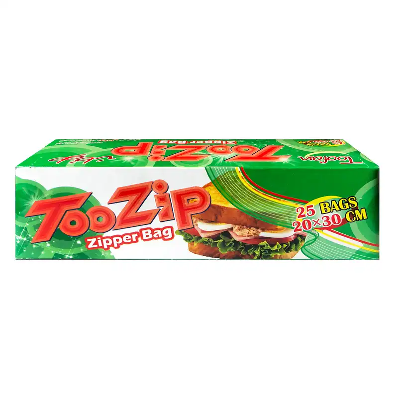 کیسه زیپ دار طوفان سایز 20 در 30 دوقفل بسته 25 عددی