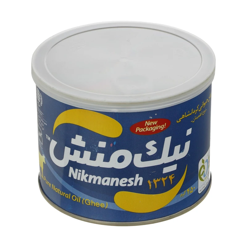 روغن حیوانی کرمانشاهی اطمینان نیک منش (گاوی)(آبی) - 450 گرم کارتن 12 عددی