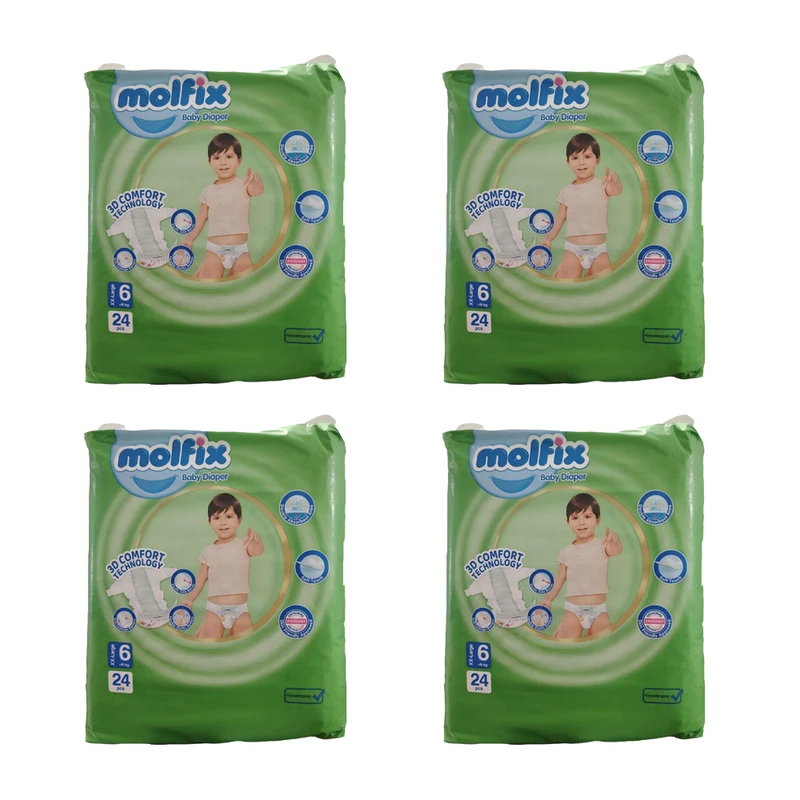 پوشک مولفیکس سایز 6 چهار بسته 24 عددی