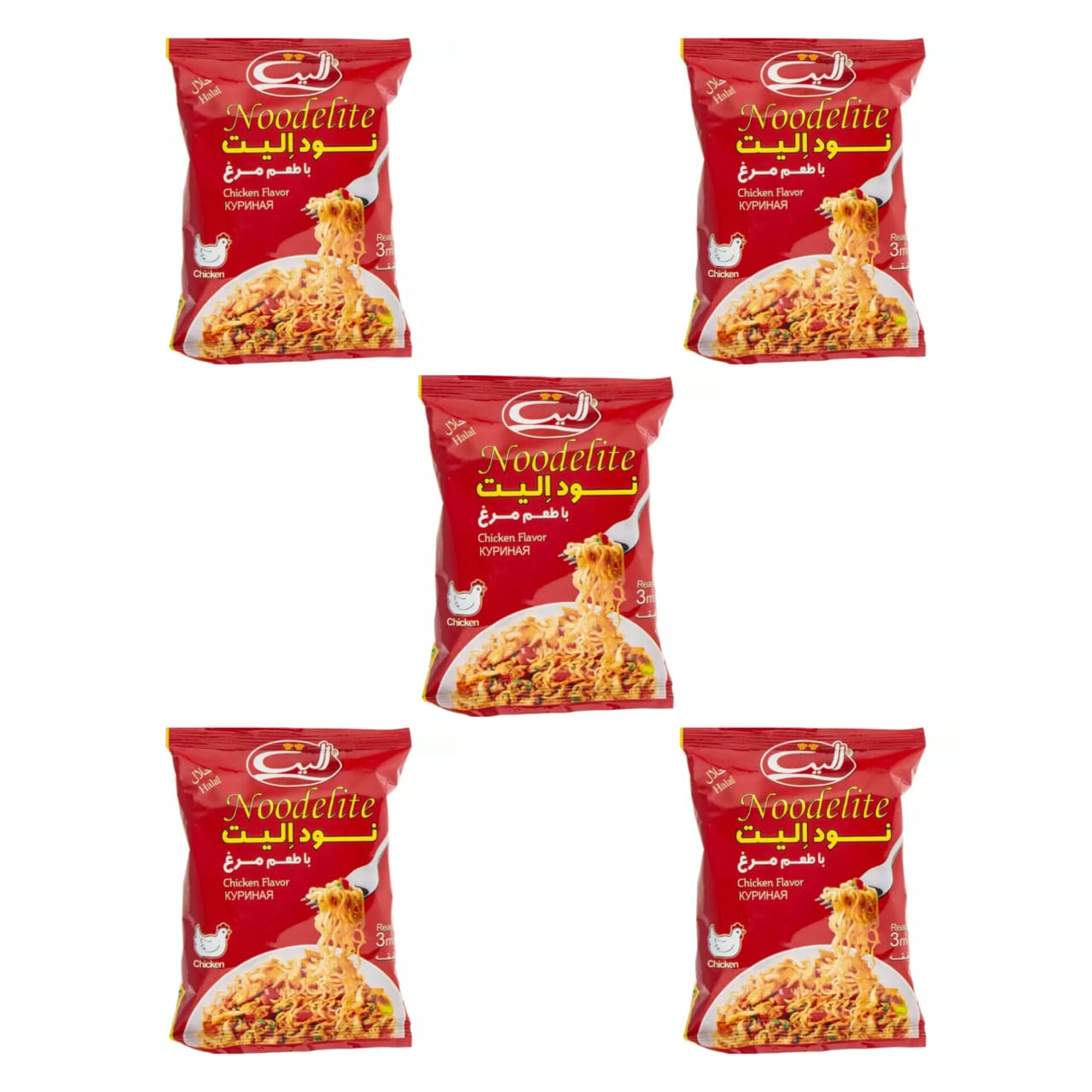 نودل با طعم مرغ الیت - 75 گرم بسته 5 عددی