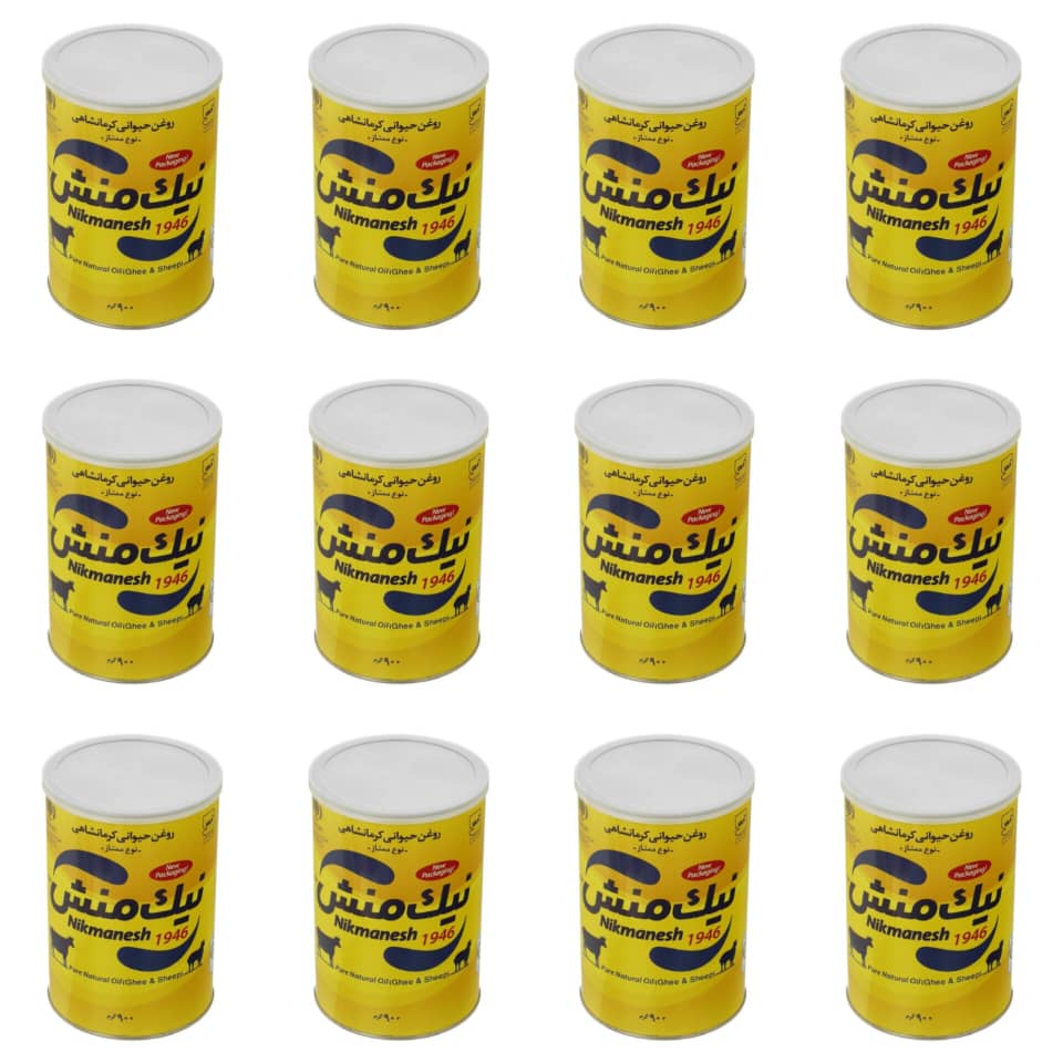 روغن حیوانی کرمانشاهی ممتاز نیک منش(گاوی و گوسفندی) (زرد) - 900 گرم کارتن 12 عددی