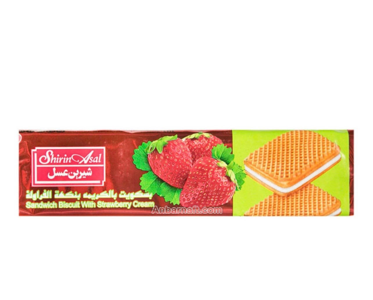 بیسکویت کرمدار توت فرنگی شیرین عسل  - 120 گرم بسته 40 عددی
