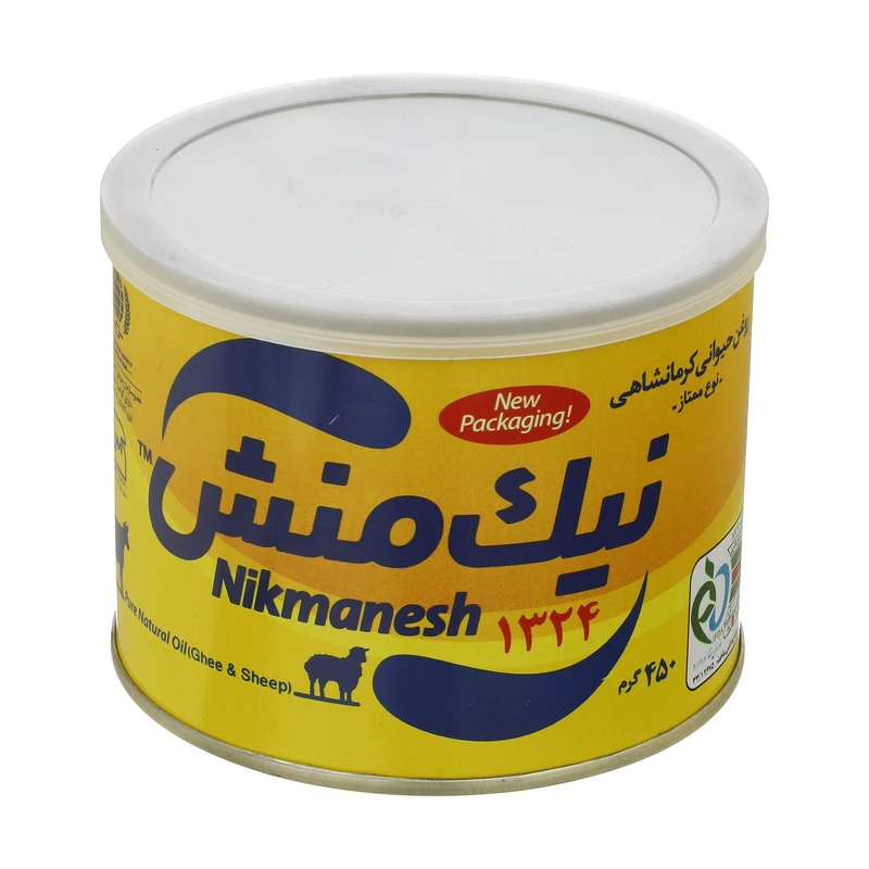 روغن حیوانی کرمانشاهی ممتاز نیک منش (گاوی و گوسفندی) (زرد) - 450 گرم کارتن 12 عددی