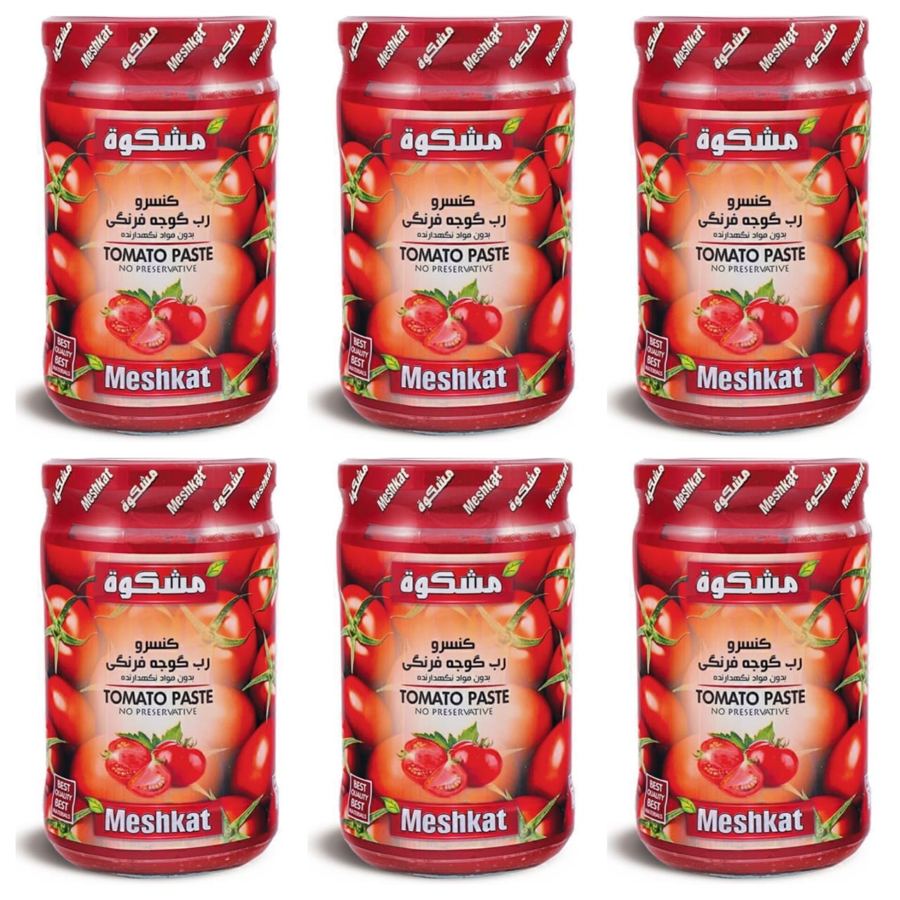 کنسرو رب گوجه فرنگی شیشه ای مشکوة - 1.5 کیلوگرم بسته 6 تایی
