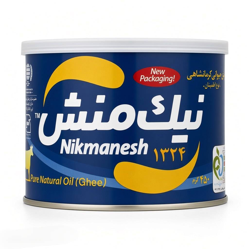 روغن حیوانی کرمانشاهی اطمینان نیک منش (گاوی)(آبی) - 450 گرم