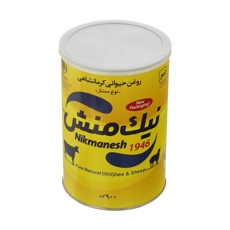 روغن حیوانی کرمانشاهی ممتاز نیک منش(گاوی و گوسفندی) (زرد) - 900 گرم کارتن 12 عددی