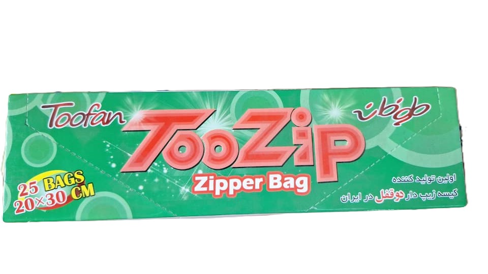 کیسه زیپ دار طوفان سایز 20 در 30 دوقفل بسته 25 عددی