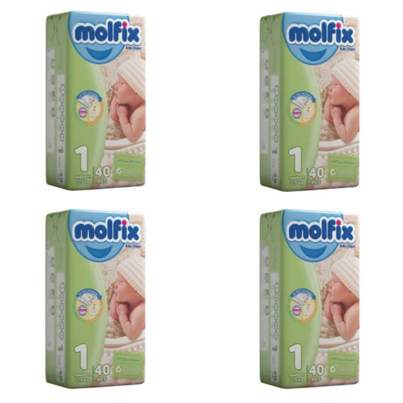 پوشک مولفیکس سایز 1 چهار بسته 40 عددی