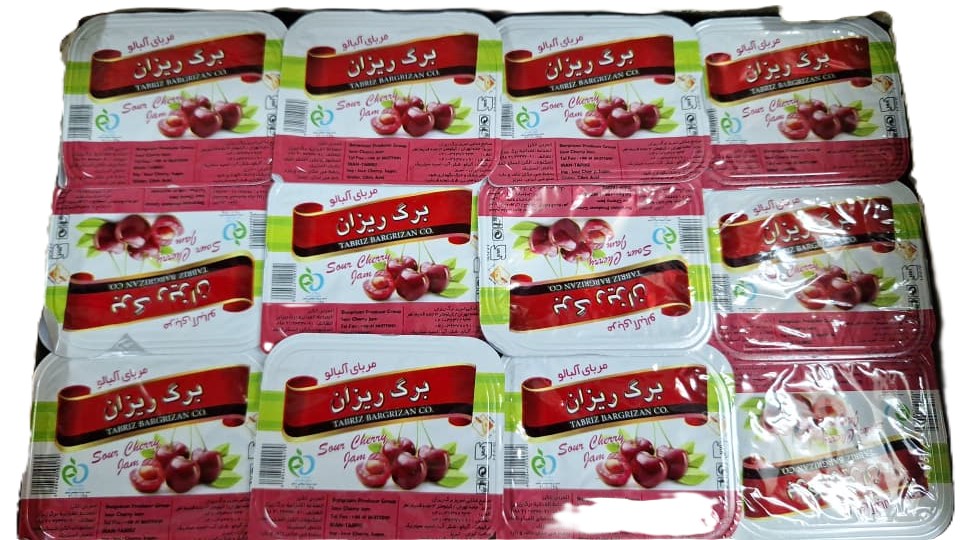 مربای آلبالو تک نفره برگ ریزان - 20 گرم بسته 72 عددی