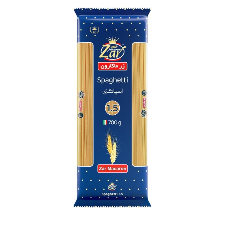 اسپاگتی رشته ای قطر 1.5 زر ماکارون - 700 گرم کارتن 20 عددی