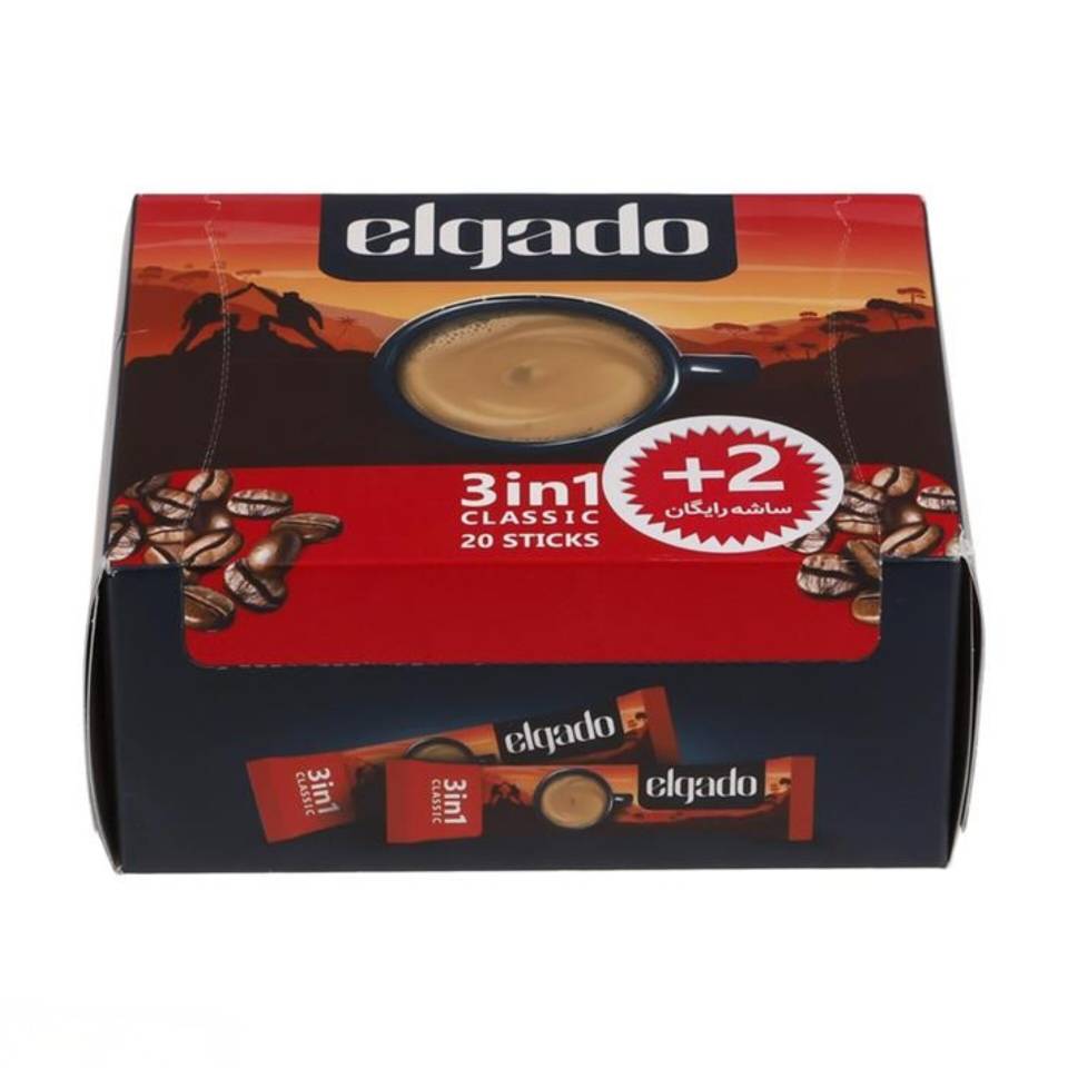 قهوه فوری کلاسیک الگادو مدل 3 در 1 - 18 گرم بسته 20 عددی