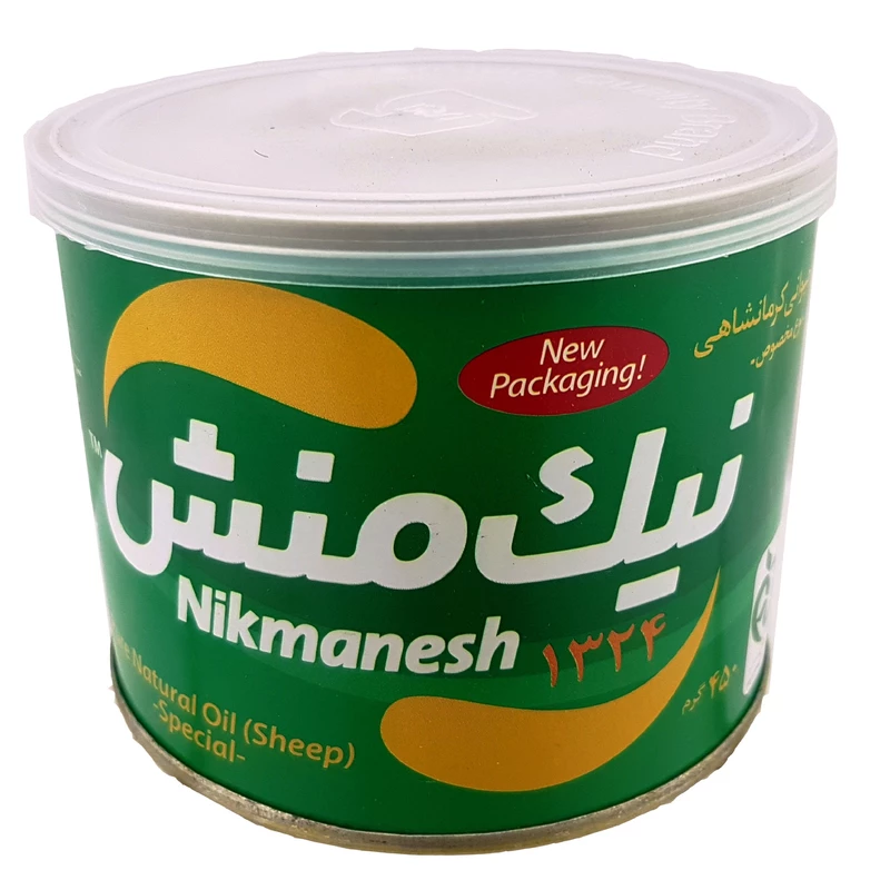 روغن حیوانی کرمانشاهی مخصوص نیک منش(گوسفندی) (سبز) - 450 گرم کارتن 12 عددی