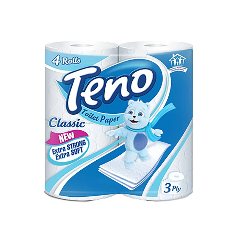 دستمال توالت تنو مدل 3 لایه رولی بسته 4 عددی